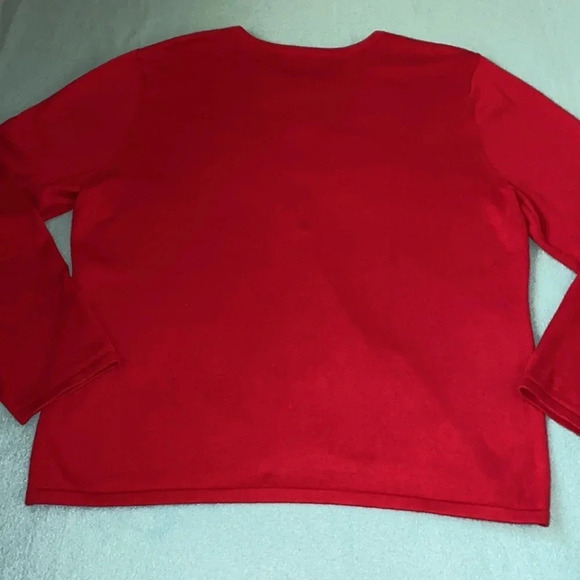 KAREN SCOTT knit sweater cardigan button up embroidered beaded sequins size L - Picture 2 of 9